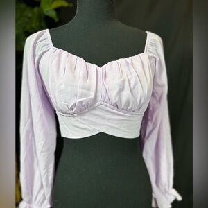 Lilac Puff Sleeve Women's Blouse